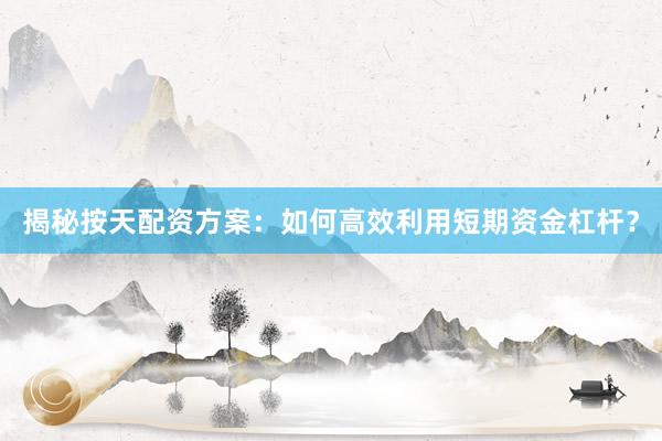 揭秘按天配资方案：如何高效利用短期资金杠杆？