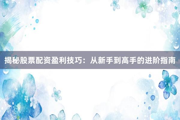 揭秘股票配资盈利技巧：从新手到高手的进阶指南