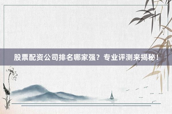 股票配资公司排名哪家强？专业评测来揭秘！