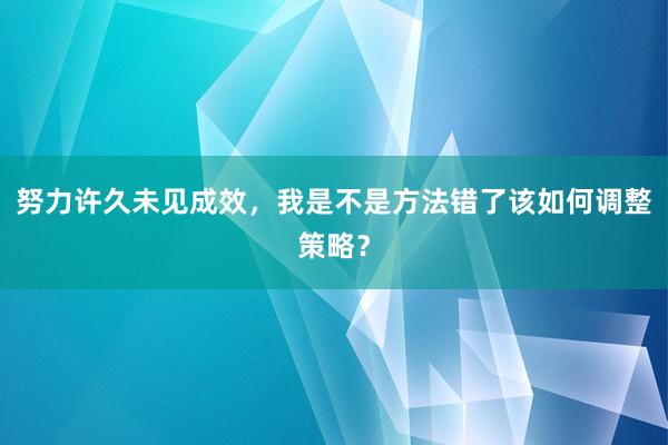 努力许久未见成效，我是不是方法错了该如何调整策略？