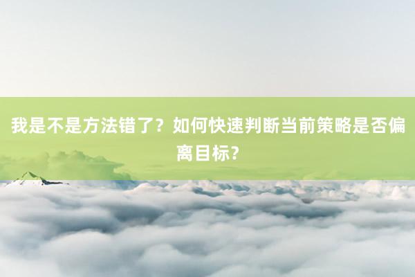 我是不是方法错了？如何快速判断当前策略是否偏离目标？