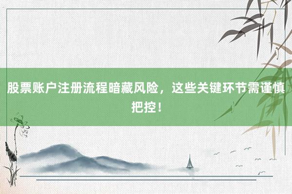 股票账户注册流程暗藏风险，这些关键环节需谨慎把控！