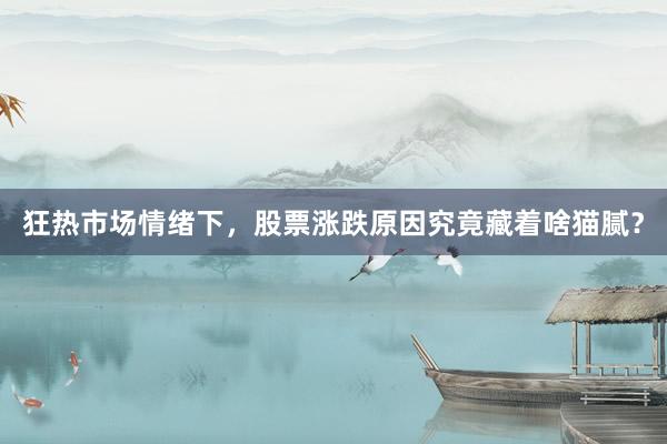 狂热市场情绪下，股票涨跌原因究竟藏着啥猫腻？