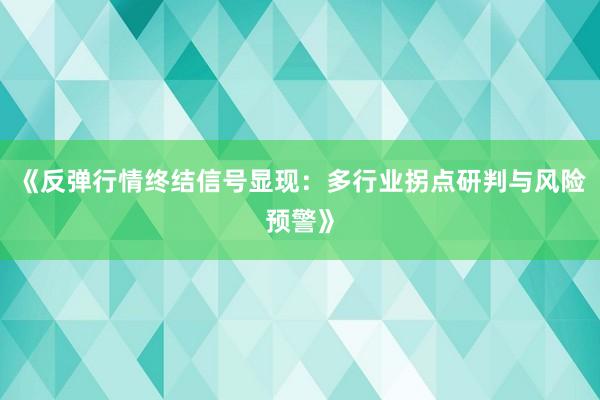《反弹行情终结信号显现：多行业拐点研判与风险预警》