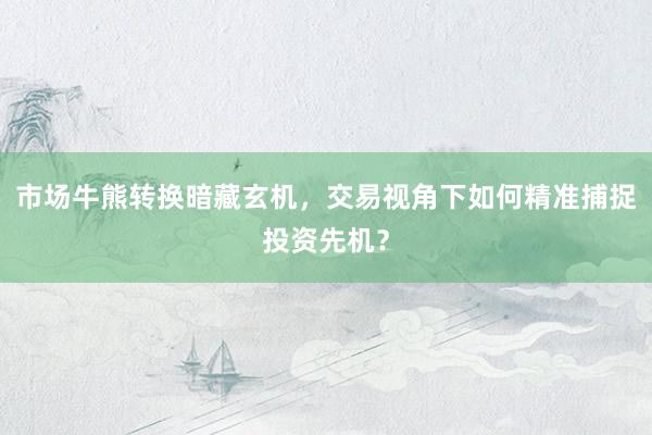 市场牛熊转换暗藏玄机，交易视角下如何精准捕捉投资先机？