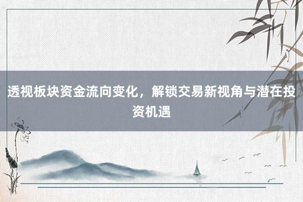 透视板块资金流向变化，解锁交易新视角与潜在投资机遇