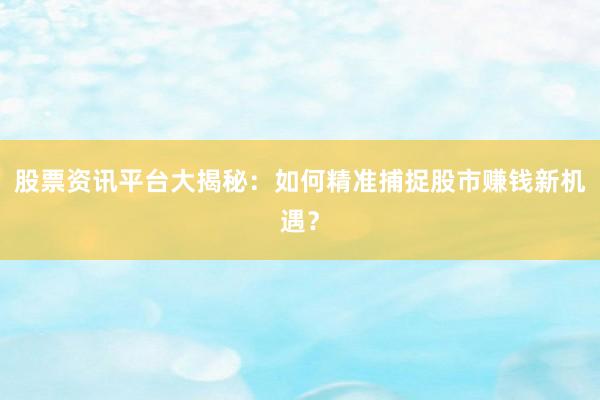 股票资讯平台大揭秘：如何精准捕捉股市赚钱新机遇？