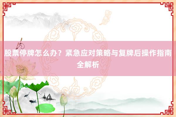 股票停牌怎么办？紧急应对策略与复牌后操作指南全解析