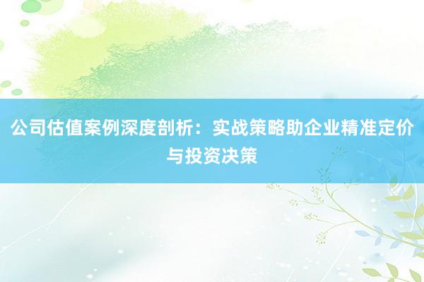 公司估值案例深度剖析：实战策略助企业精准定价与投资决策